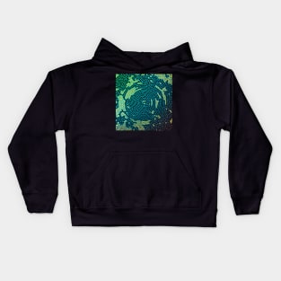 Dark Green Blue Maze Labyrinth to get Lost in. Kids Hoodie